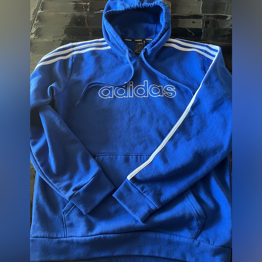Adidas Men's Blue Hoodie Sweater